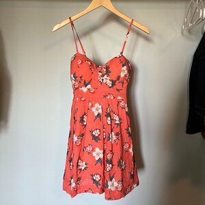 Coral Floral Summer Dress (M)